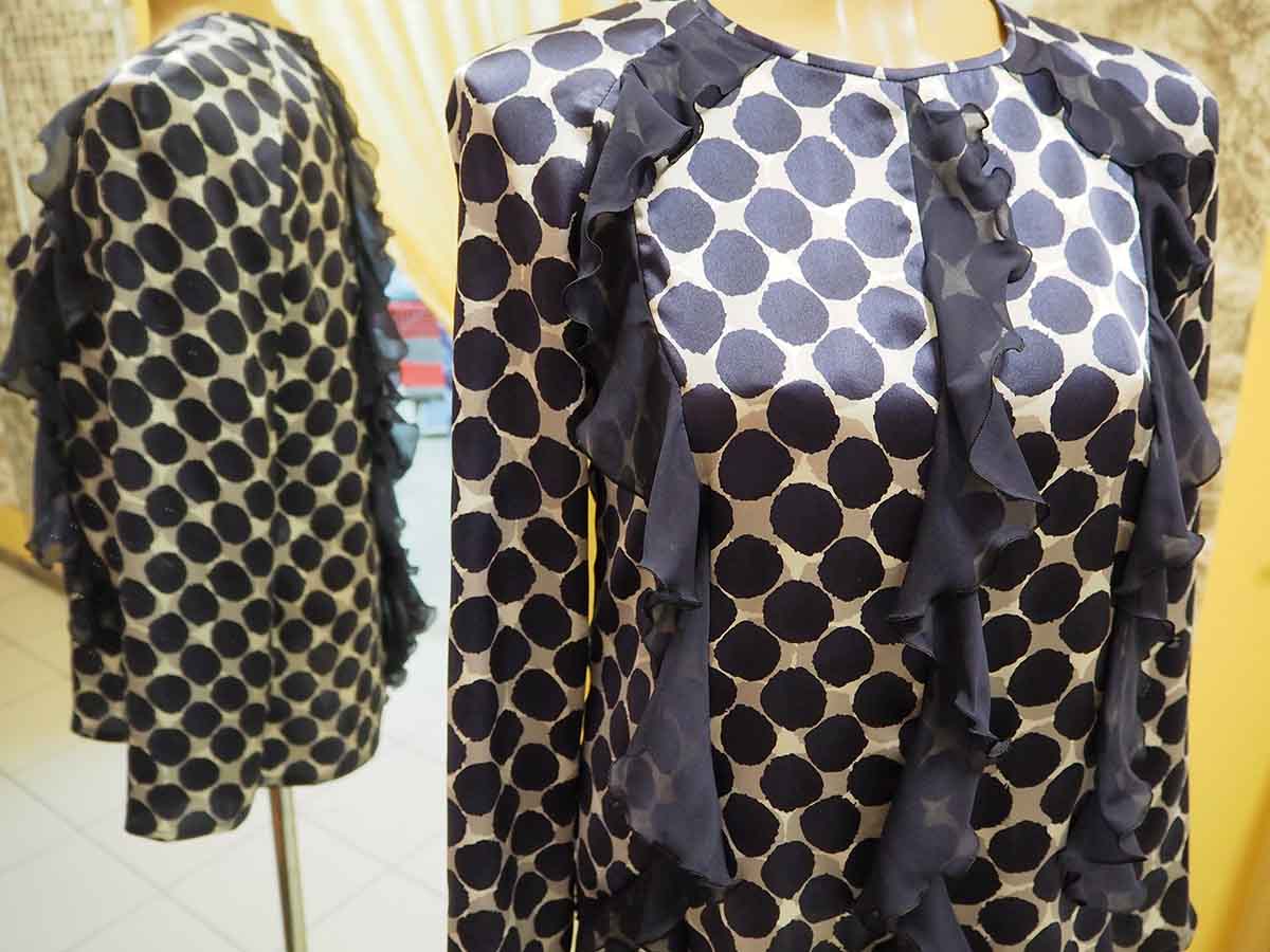 Шелковая блуза с воланами из шифона 