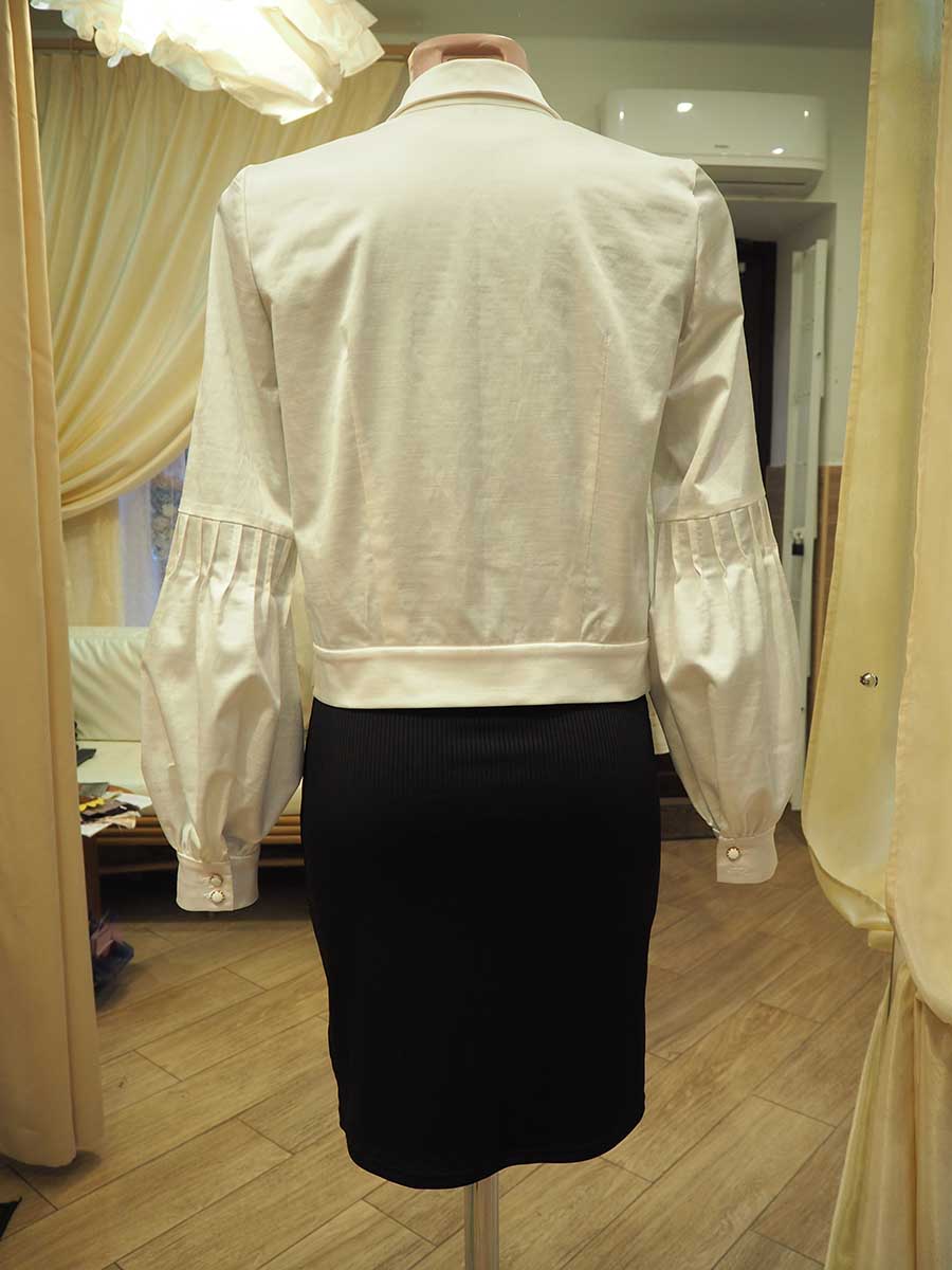 Блуза с запахом из хлопка, рукав фонарик